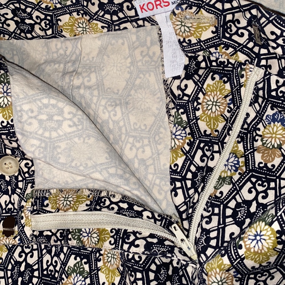 HPπ Michael Kors Bergdorf Goodman vintage pants black Zip yellow green print 0 - Picture 6 of 9